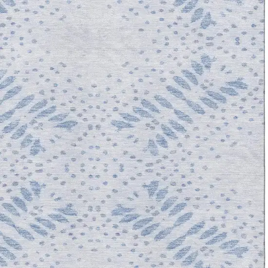 Blue And Ivory Floral Washable Area Rug With UV Protection Photo 3
