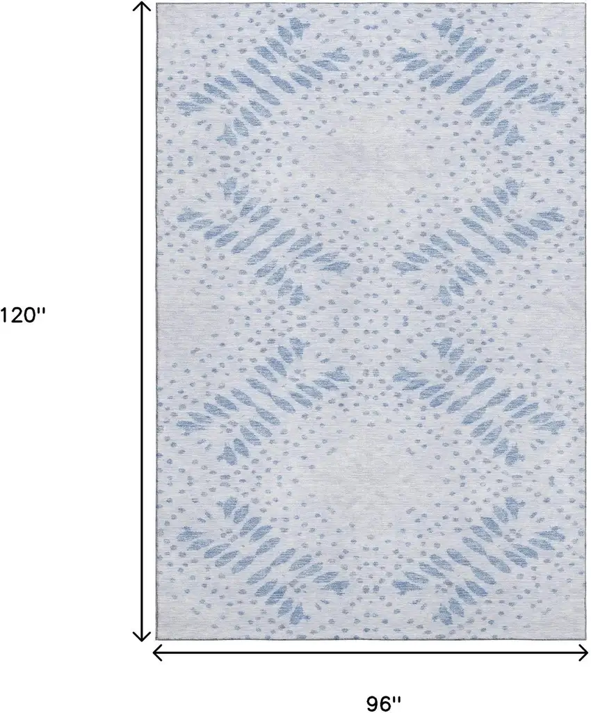 Blue And Ivory Floral Washable Area Rug With UV Protection Photo 3