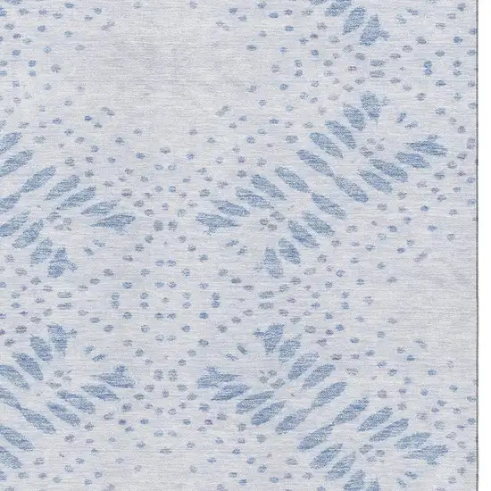 Blue And Ivory Floral Washable Area Rug With UV Protection Photo 3