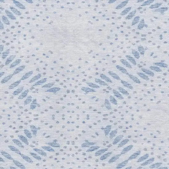 Blue And Ivory Floral Washable Area Rug With UV Protection Photo 3