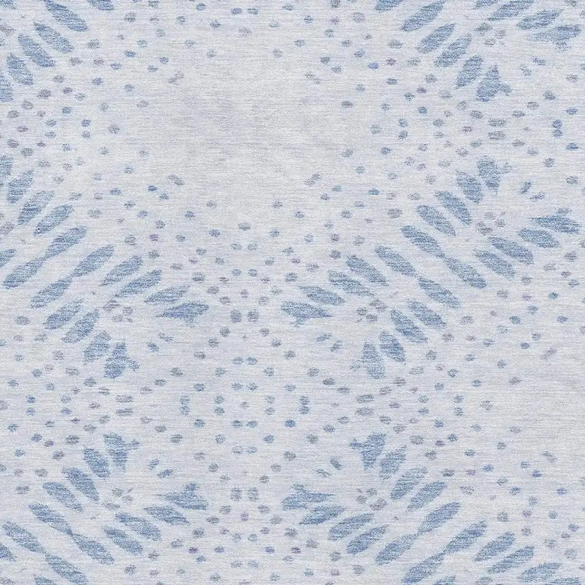 Blue And Ivory Floral Washable Area Rug With UV Protection Photo 3