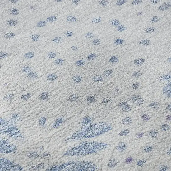 Blue And Ivory Floral Washable Area Rug With UV Protection Photo 9