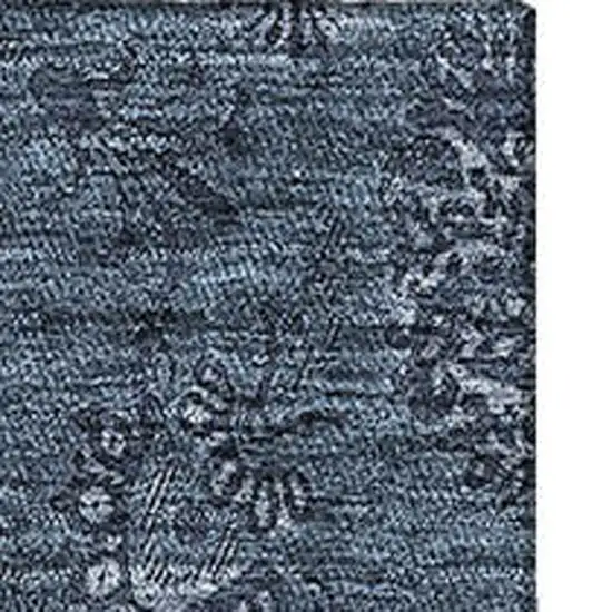 Blue And Ivory Floral Washable Area Rug With UV Protection Photo 3