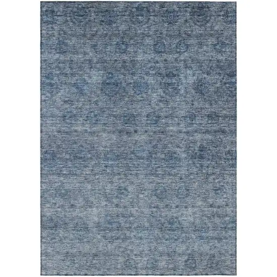 Blue And Ivory Floral Washable Indoor Outdoor Area Rug Photo 2