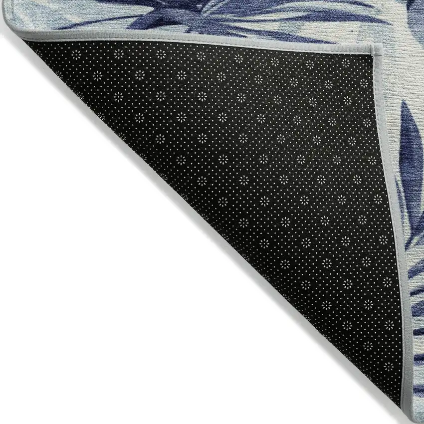 Blue And Ivory Floral Washable Indoor Outdoor Area Rug Photo 9