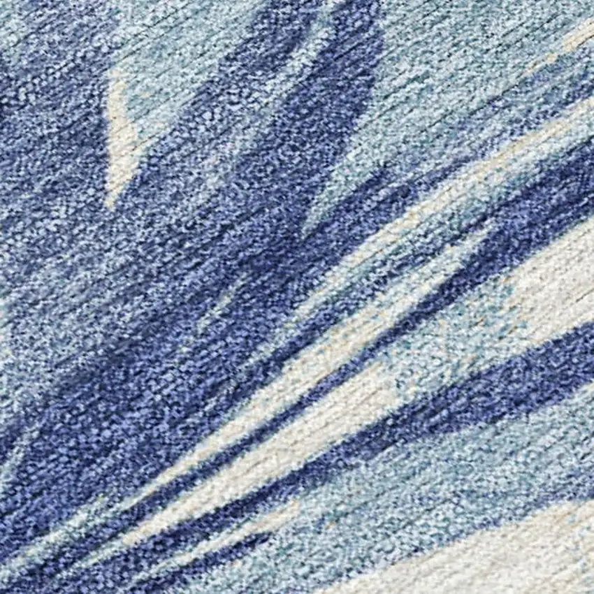 Blue And Ivory Floral Washable Indoor Outdoor Area Rug Photo 3