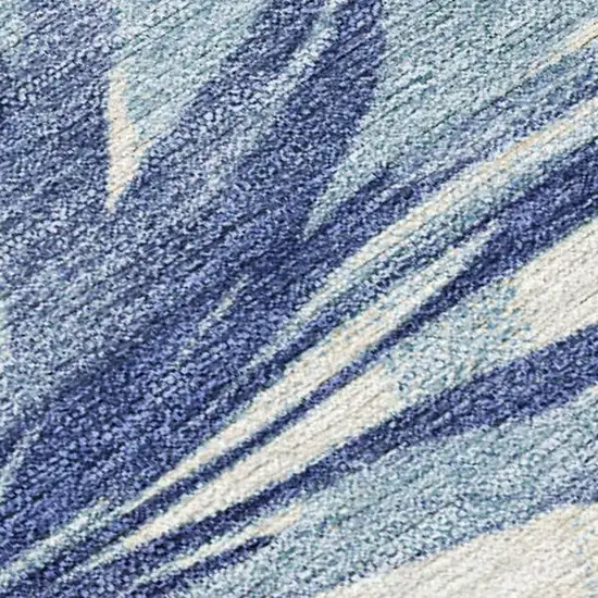 Blue And Ivory Floral Washable Indoor Outdoor Area Rug Photo 4