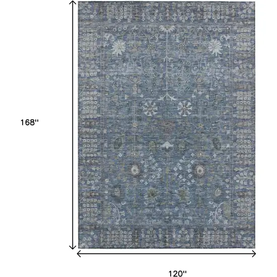 Blue And Ivory Floral Washable Indoor Outdoor Area Rug Photo 3