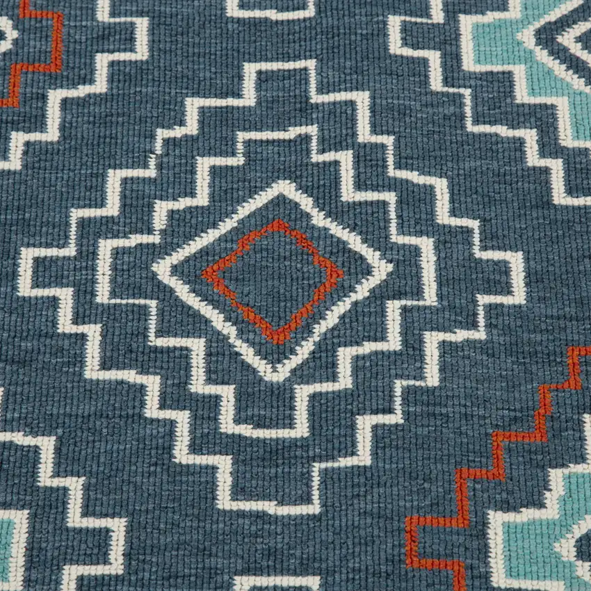 Blue And Ivory Geometric Area Rug Photo 9