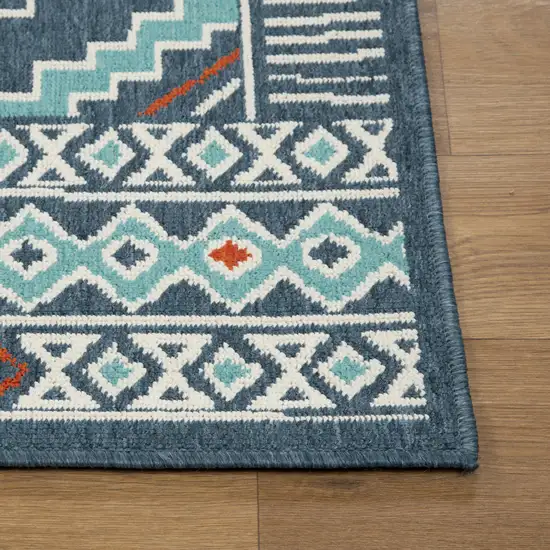 Blue And Ivory Geometric Area Rug Photo 7