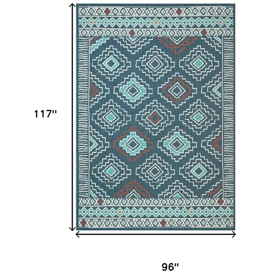 Blue And Ivory Geometric Area Rug Photo 3