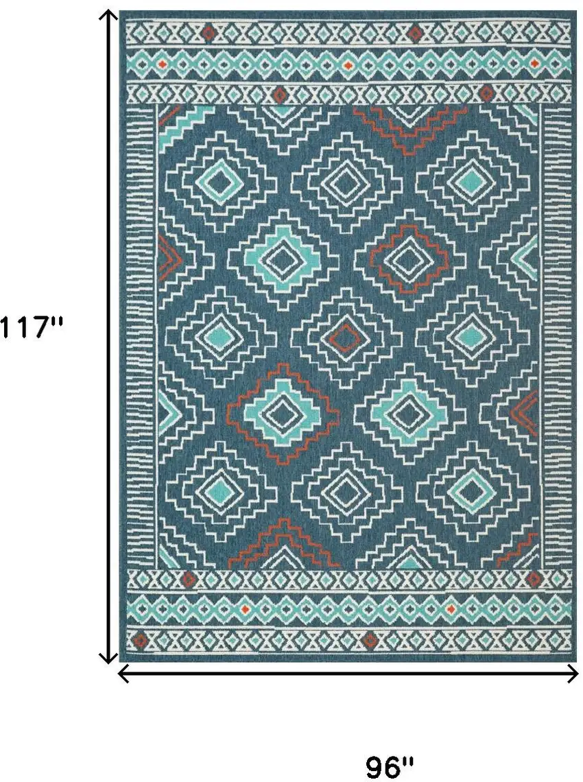 Blue And Ivory Geometric Area Rug Photo 3