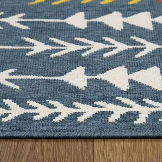 Blue And Ivory Geometric Area Rug Photo 5