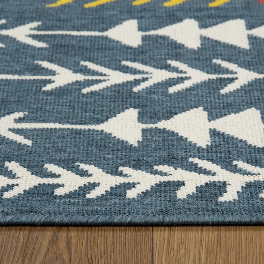 Blue And Ivory Geometric Area Rug Photo 5