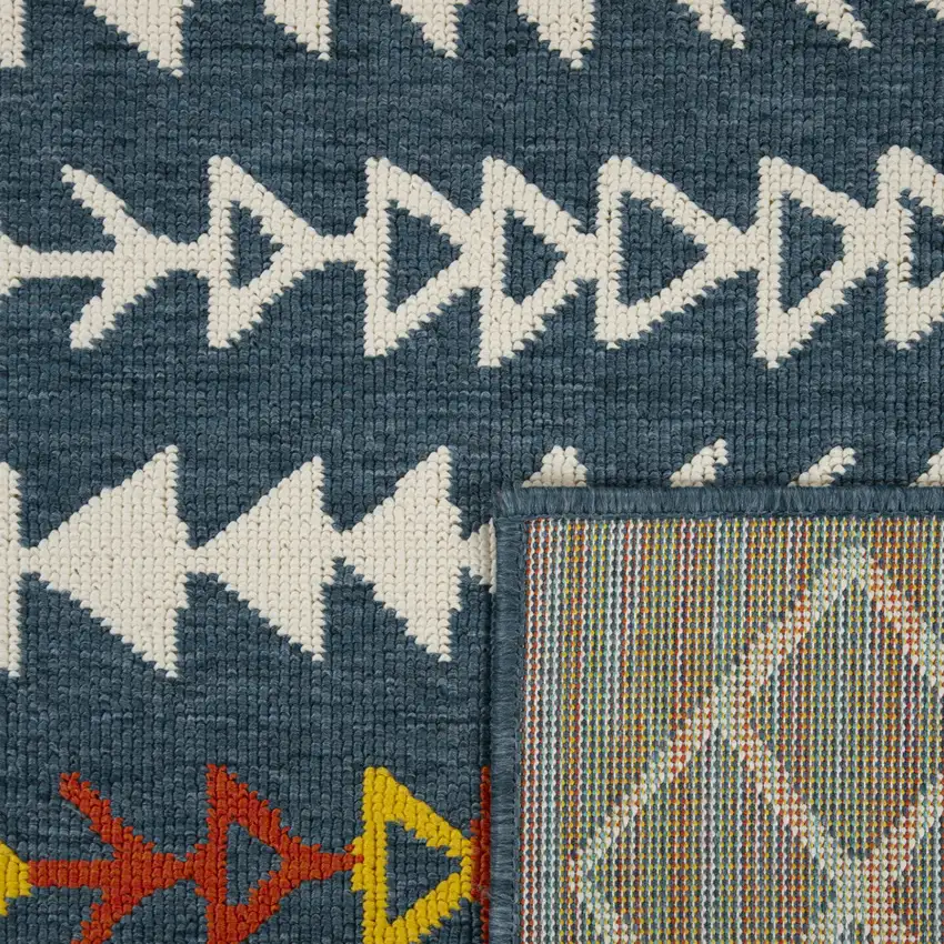 Blue And Ivory Geometric Area Rug Photo 8