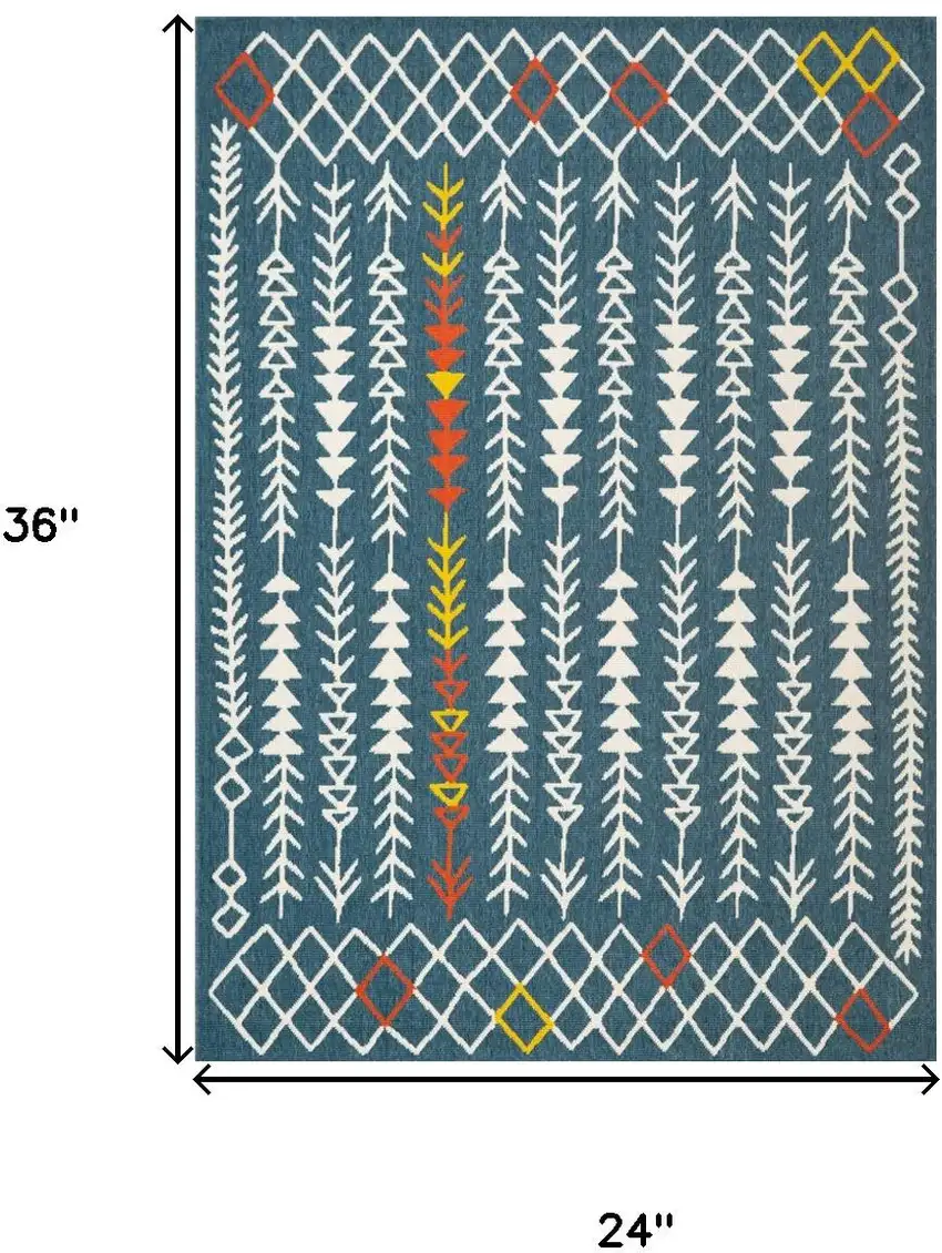 Blue And Ivory Geometric Area Rug Photo 3