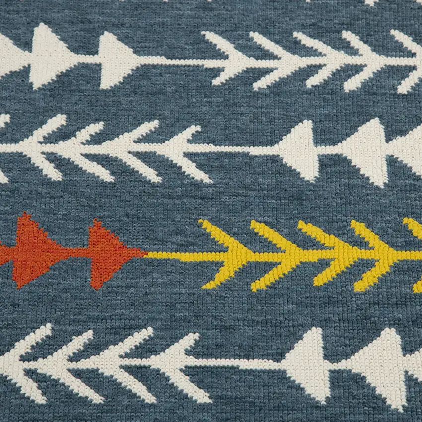 Blue And Ivory Geometric Area Rug Photo 9