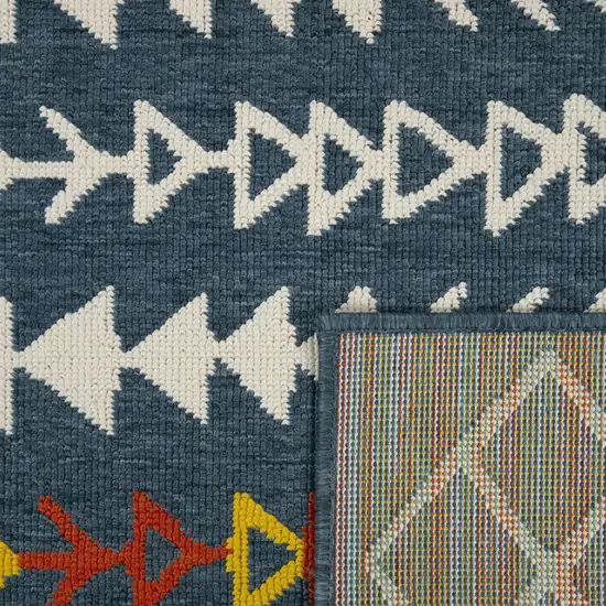 Blue And Ivory Geometric Area Rug Photo 8