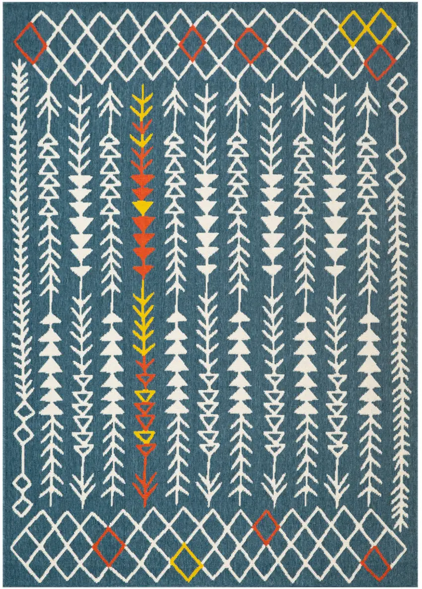 Blue And Ivory Geometric Area Rug Photo 2