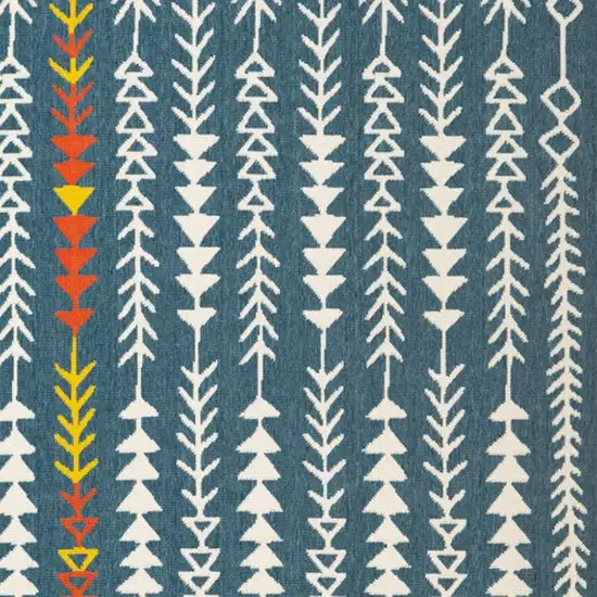 Blue And Ivory Geometric Area Rug Photo 4