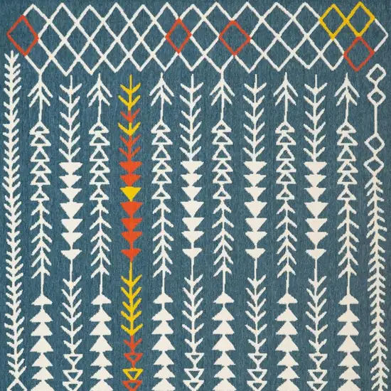 Blue And Ivory Geometric Area Rug Photo 5