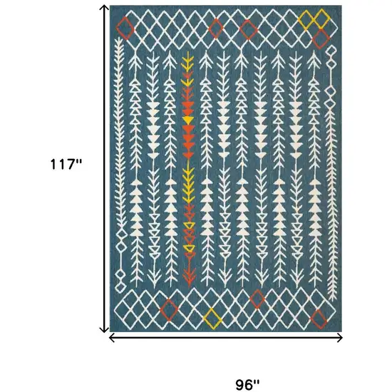 Blue And Ivory Geometric Area Rug Photo 3