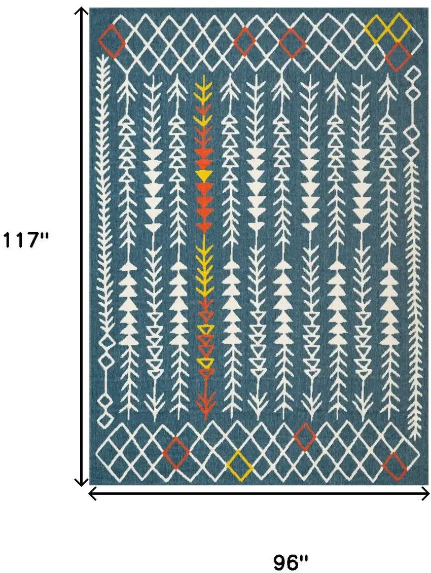 Blue And Ivory Geometric Area Rug Photo 3