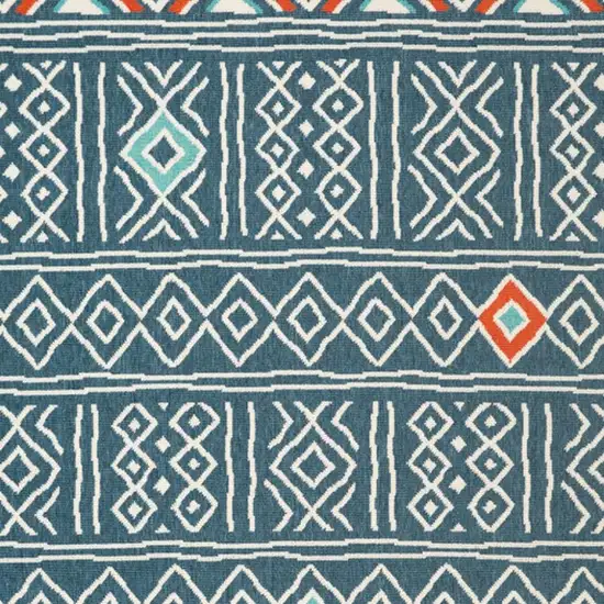 Blue And Ivory Geometric Area Rug Photo 4