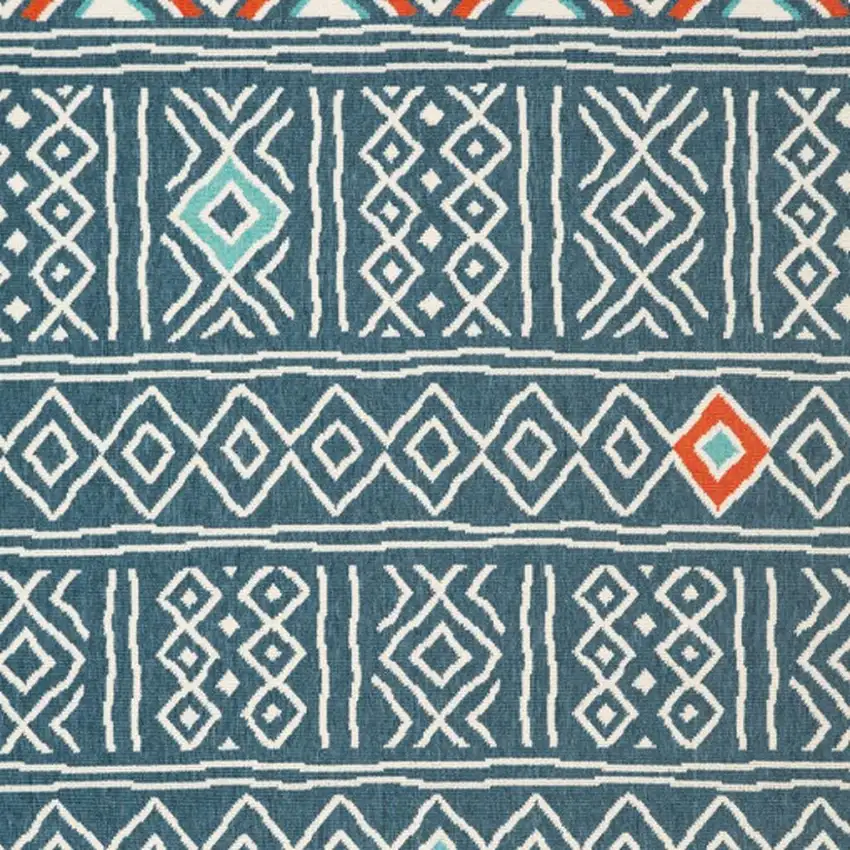 Blue And Ivory Geometric Area Rug Photo 4