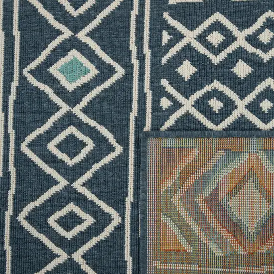 Blue And Ivory Geometric Area Rug Photo 9