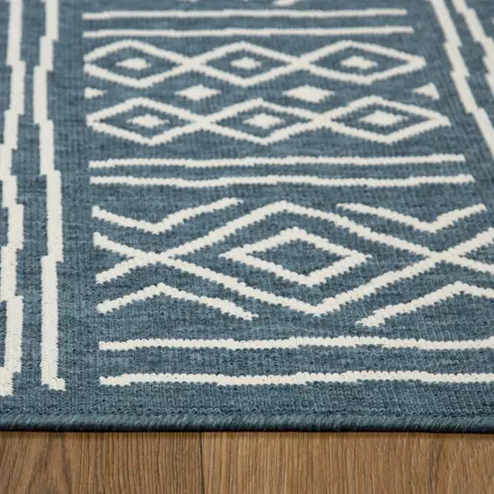 Blue And Ivory Geometric Area Rug Photo 6