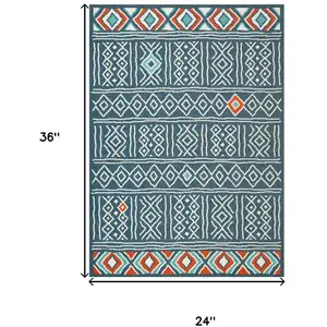 Photo of Blue And Ivory Geometric Area Rug