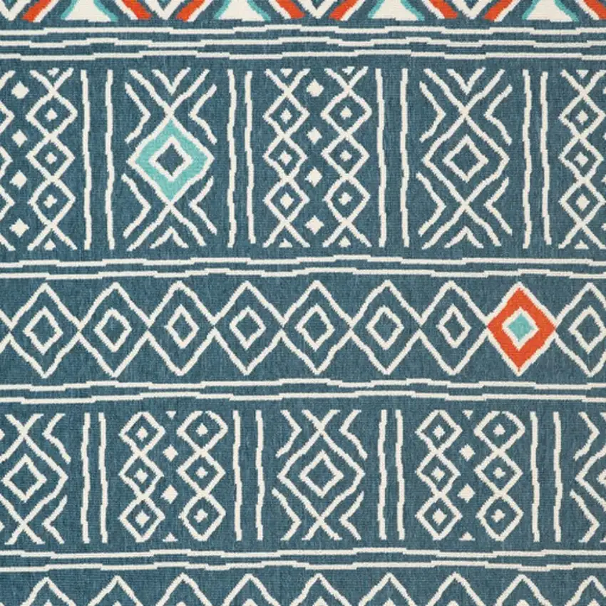 Blue And Ivory Geometric Area Rug Photo 4