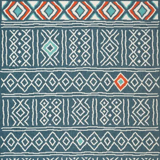 Blue And Ivory Geometric Area Rug Photo 5