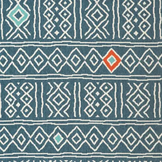 Blue And Ivory Geometric Area Rug Photo 4