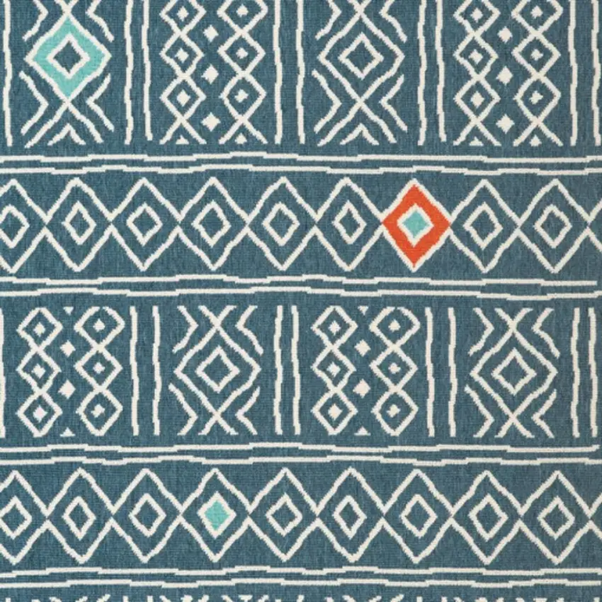 Blue And Ivory Geometric Area Rug Photo 4