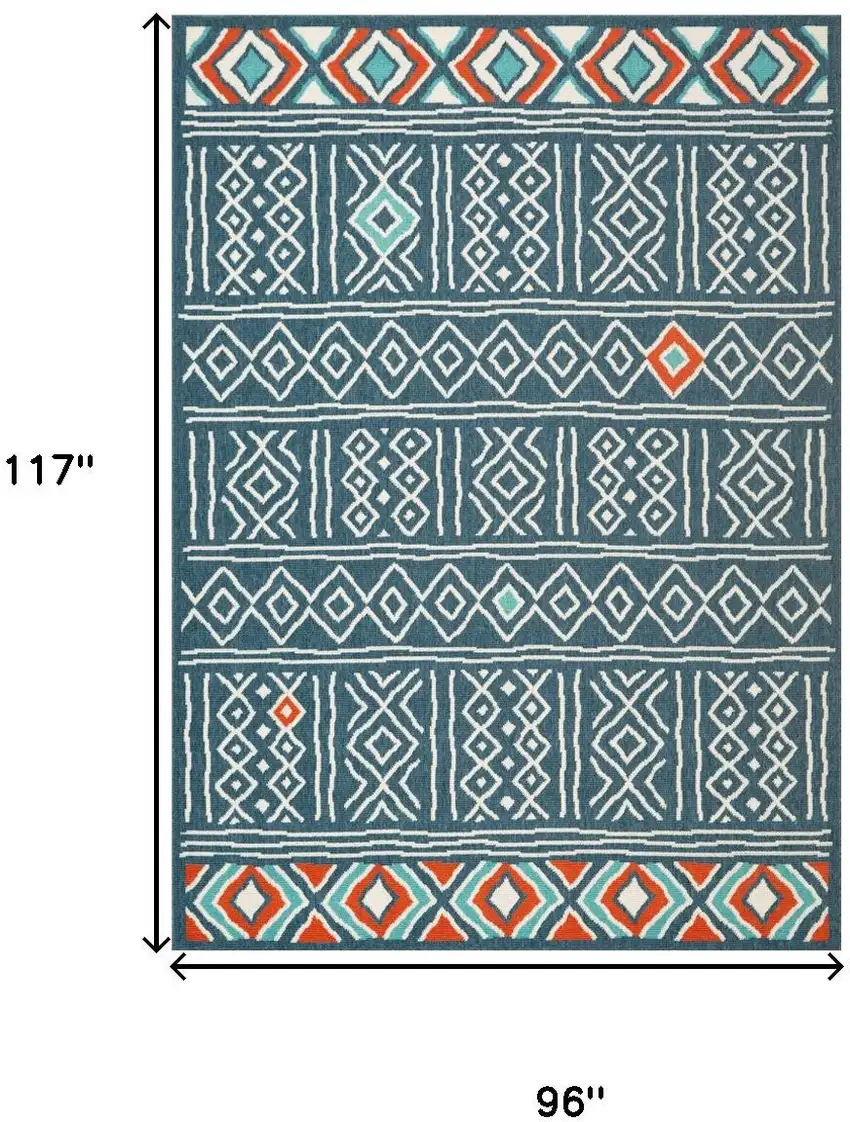 Blue And Ivory Geometric Area Rug Photo 3