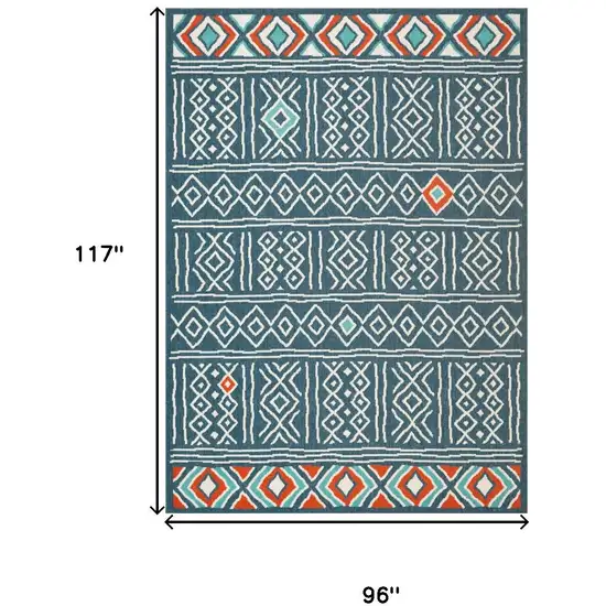 Blue And Ivory Geometric Area Rug Photo 3