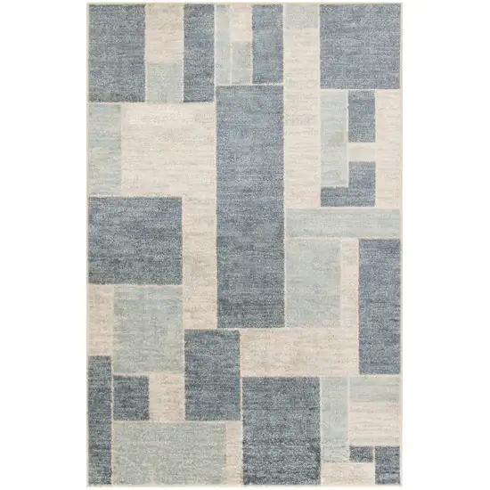 Blue And Ivory Geometric Area Rug Photo 8