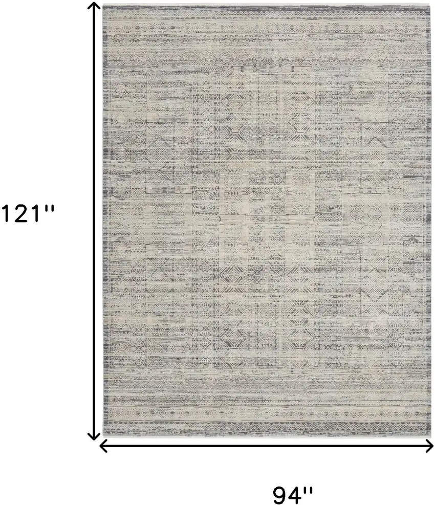 Blue And Ivory Geometric Area Rug Photo 3