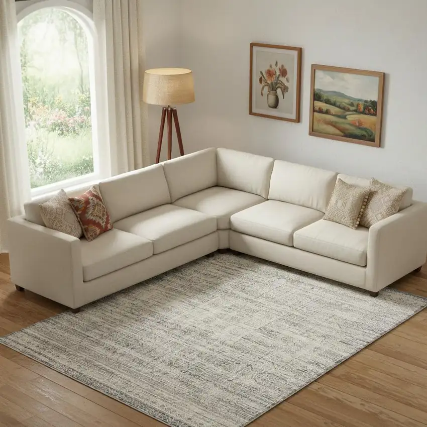 Blue And Ivory Geometric Area Rug Photo 1