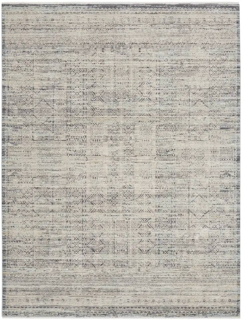 Blue And Ivory Geometric Area Rug Photo 2