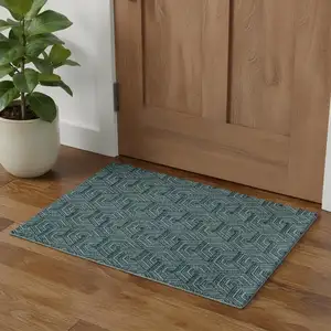 Photo of Blue And Ivory Geometric Area Rug