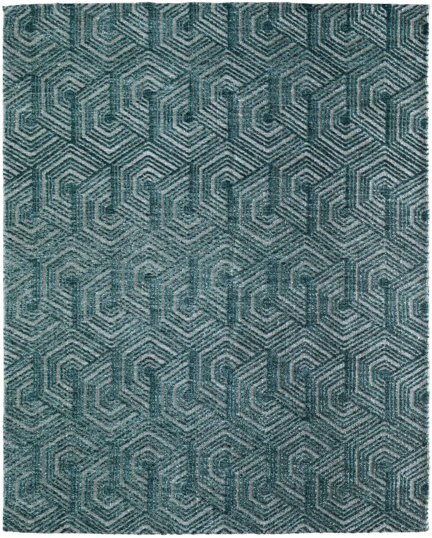 Blue And Ivory Geometric Area Rug Photo 2