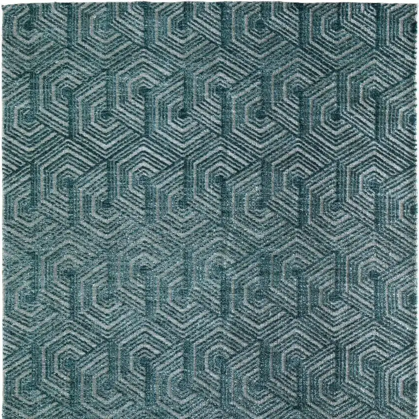 Blue And Ivory Geometric Area Rug Photo 4