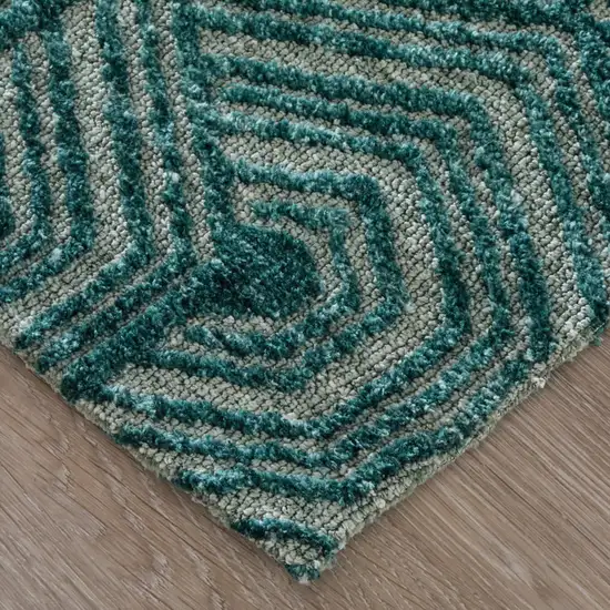 Blue And Ivory Geometric Area Rug Photo 7