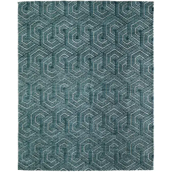 Blue And Ivory Geometric Area Rug Photo 2