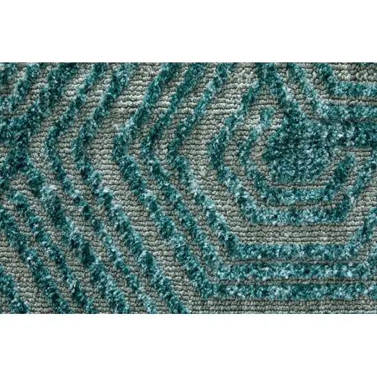 Blue And Ivory Geometric Area Rug Photo 9