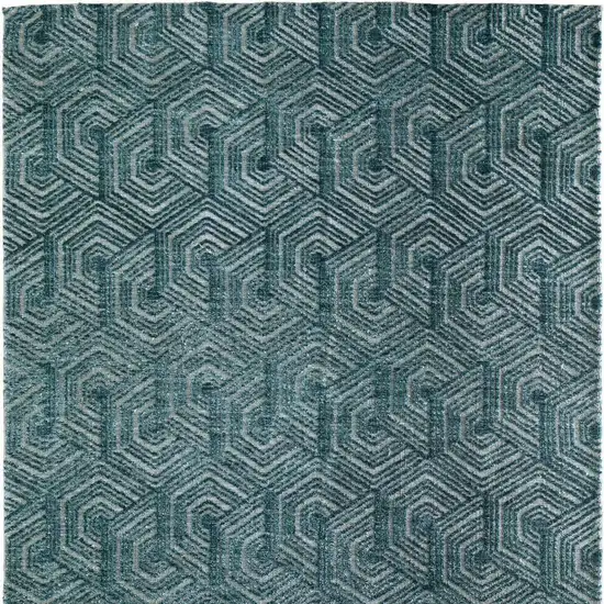 Blue And Ivory Geometric Area Rug Photo 4