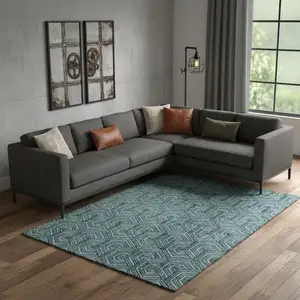 Photo of Blue And Ivory Geometric Area Rug